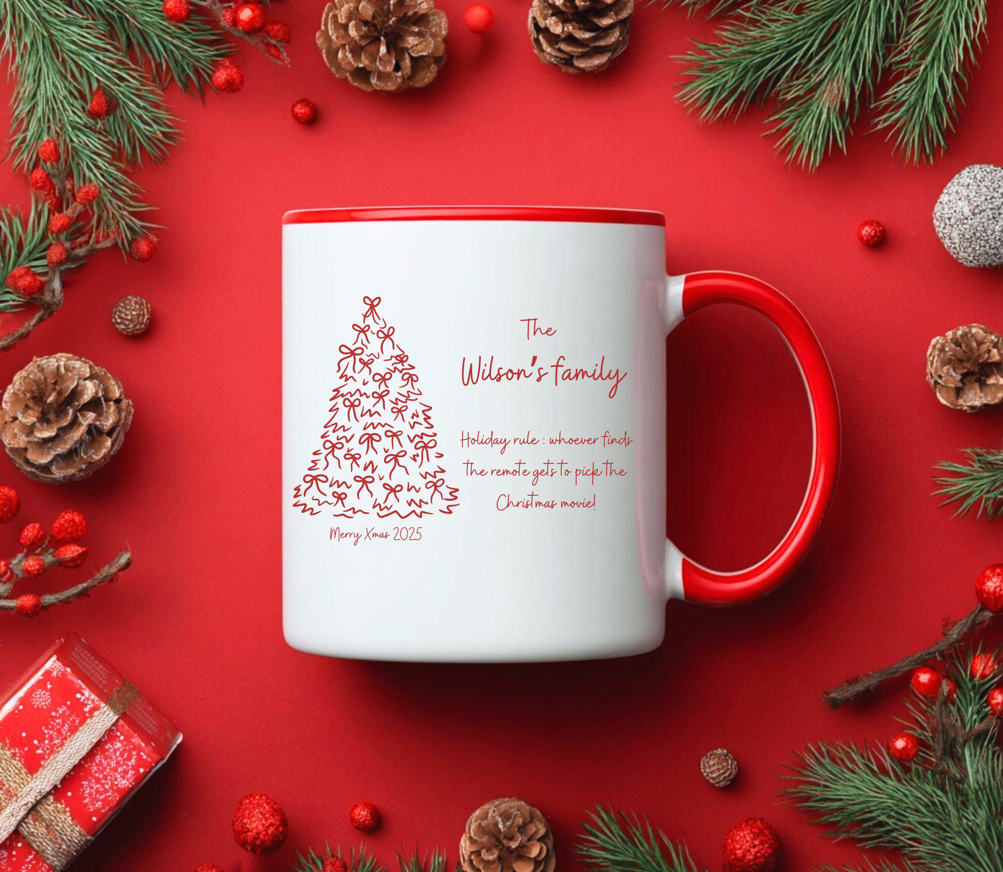 Personalised family Christmas mug