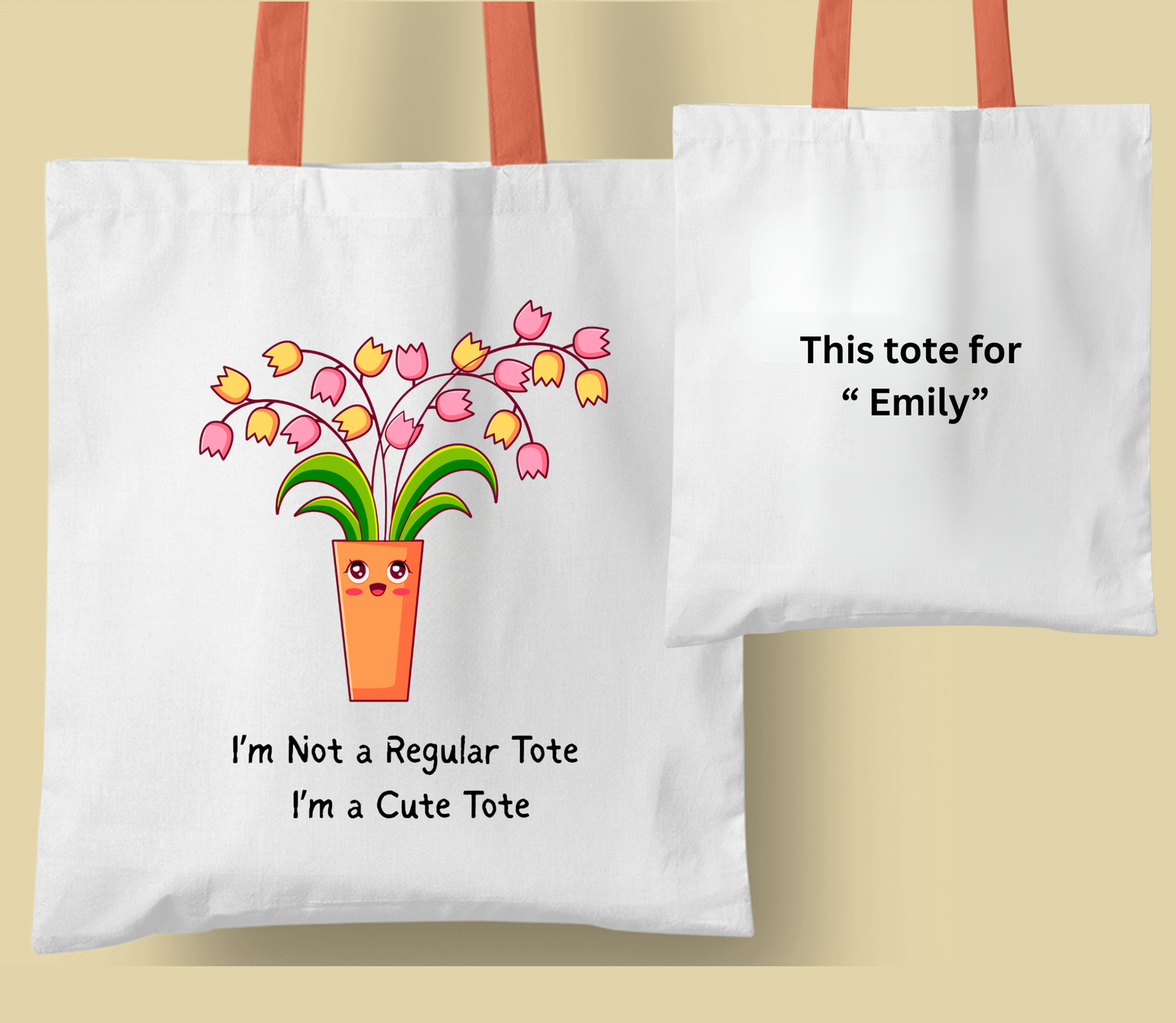 Personalised " I'm cute tote bag' collection, casual tote your own tote, shopping bag