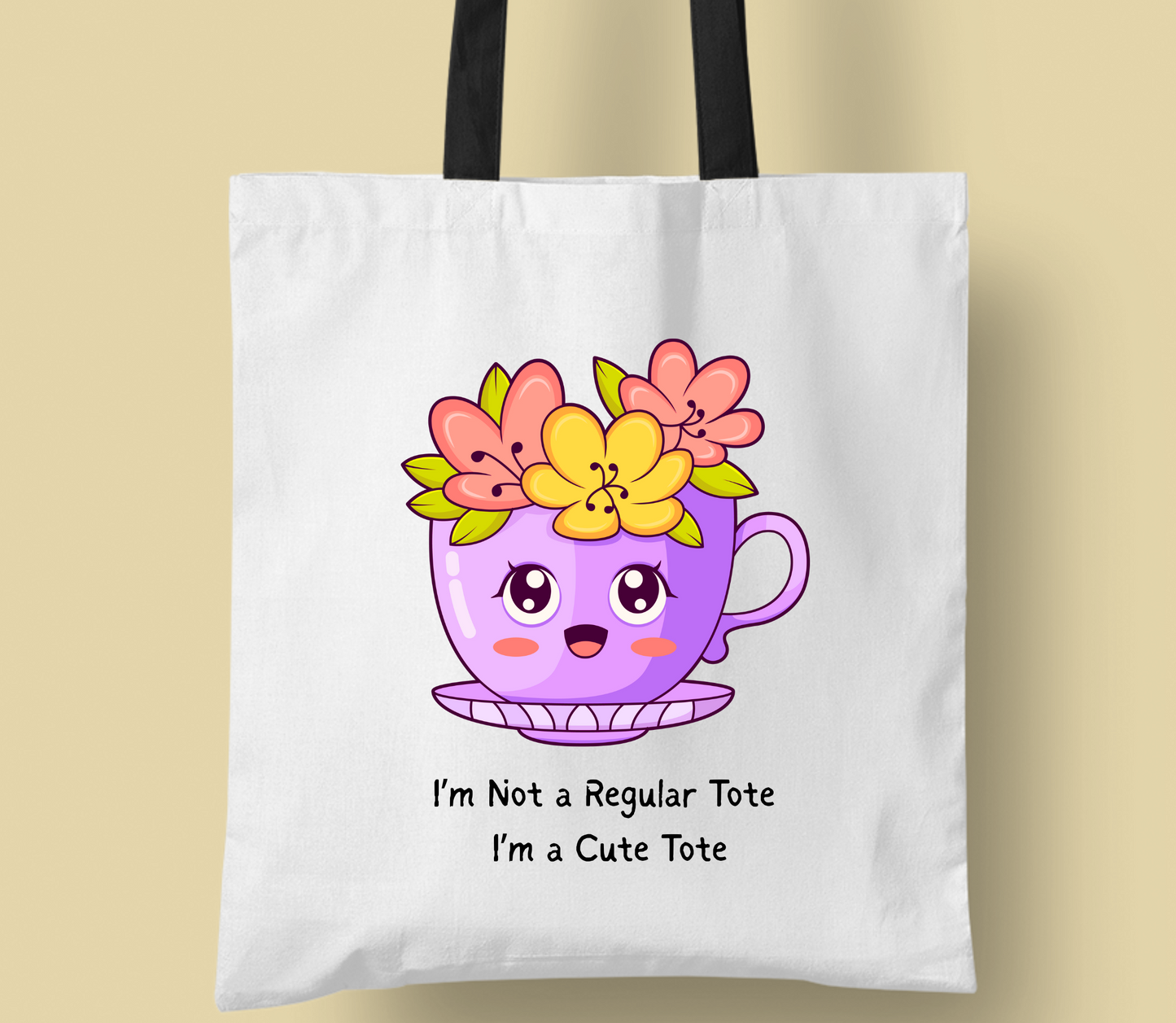 Personalised " I'm cute tote bag' collection, casual tote your own tote, shopping bag