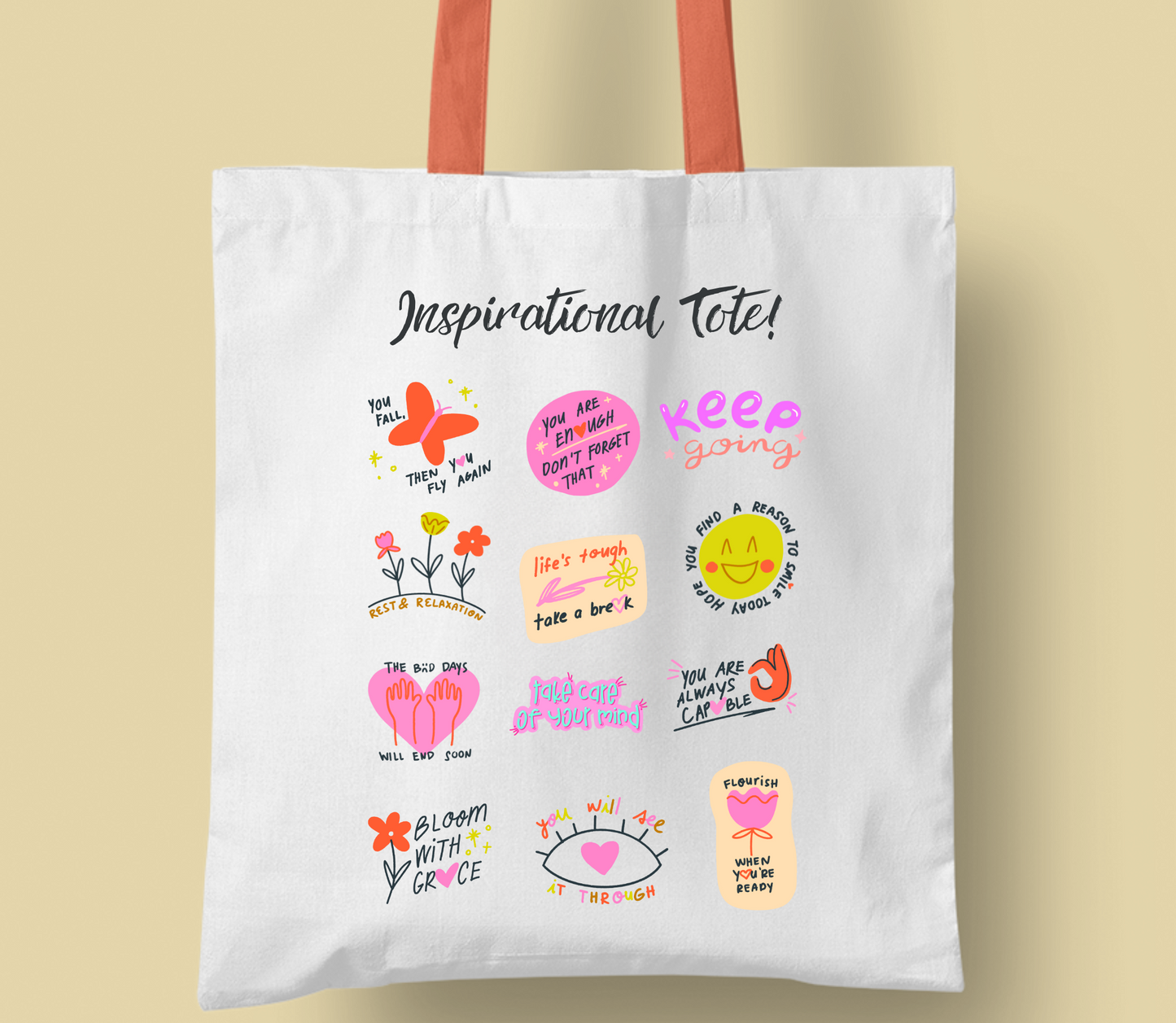 Best Seller "inspirational tote" bag, Personalised tote bag, casual tote your own tote, shopping bag, Gregory bag