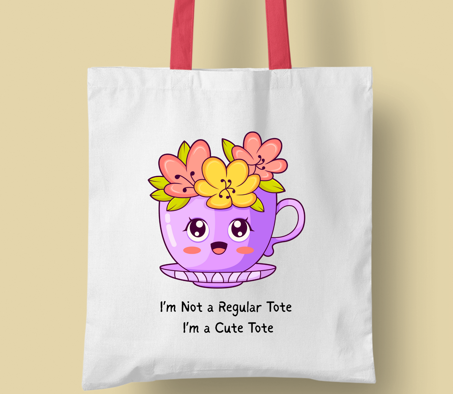 Personalised " I'm cute tote bag' collection, casual tote your own tote, shopping bag