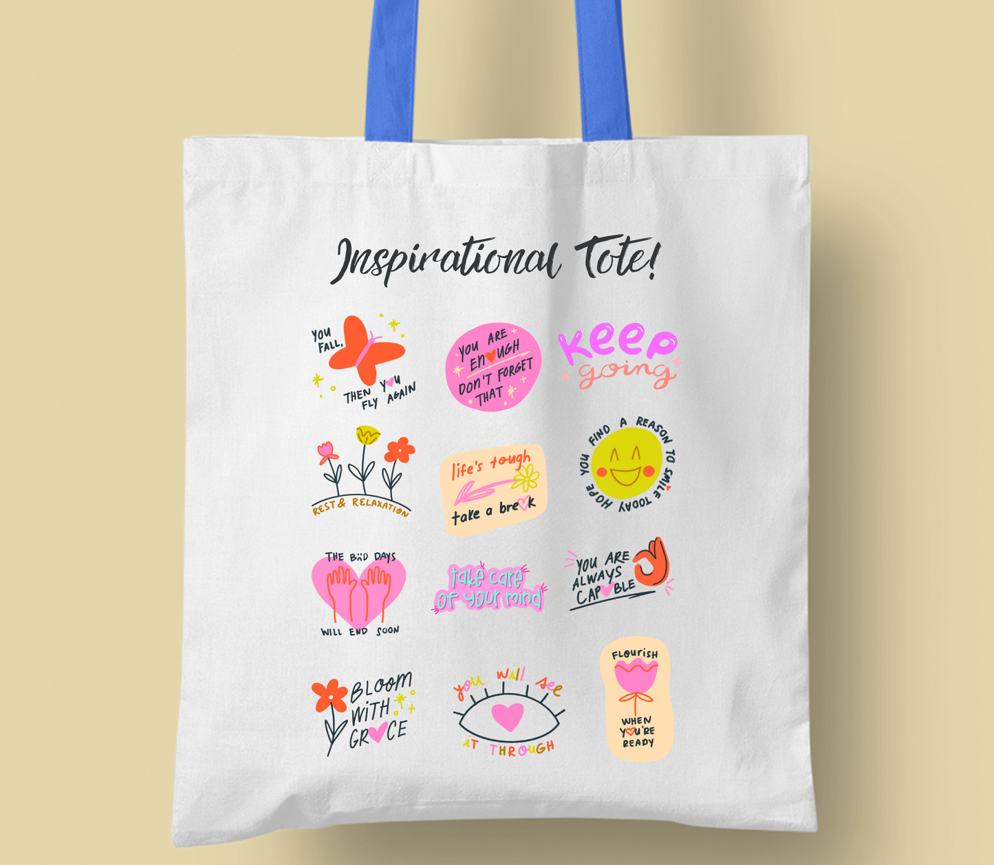 Best Seller "inspirational tote" bag, Personalised tote bag, casual tote your own tote, shopping bag, Gregory bag