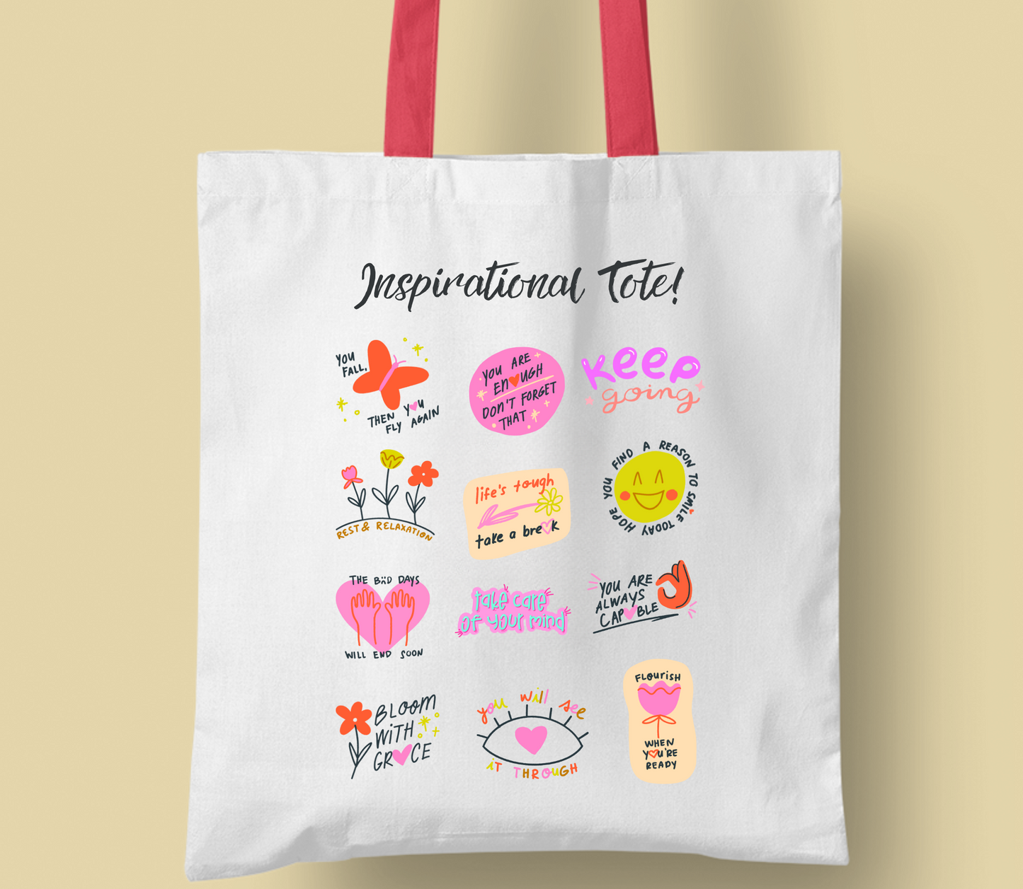Best Seller "inspirational tote" bag, Personalised tote bag, casual tote your own tote, shopping bag, Gregory bag