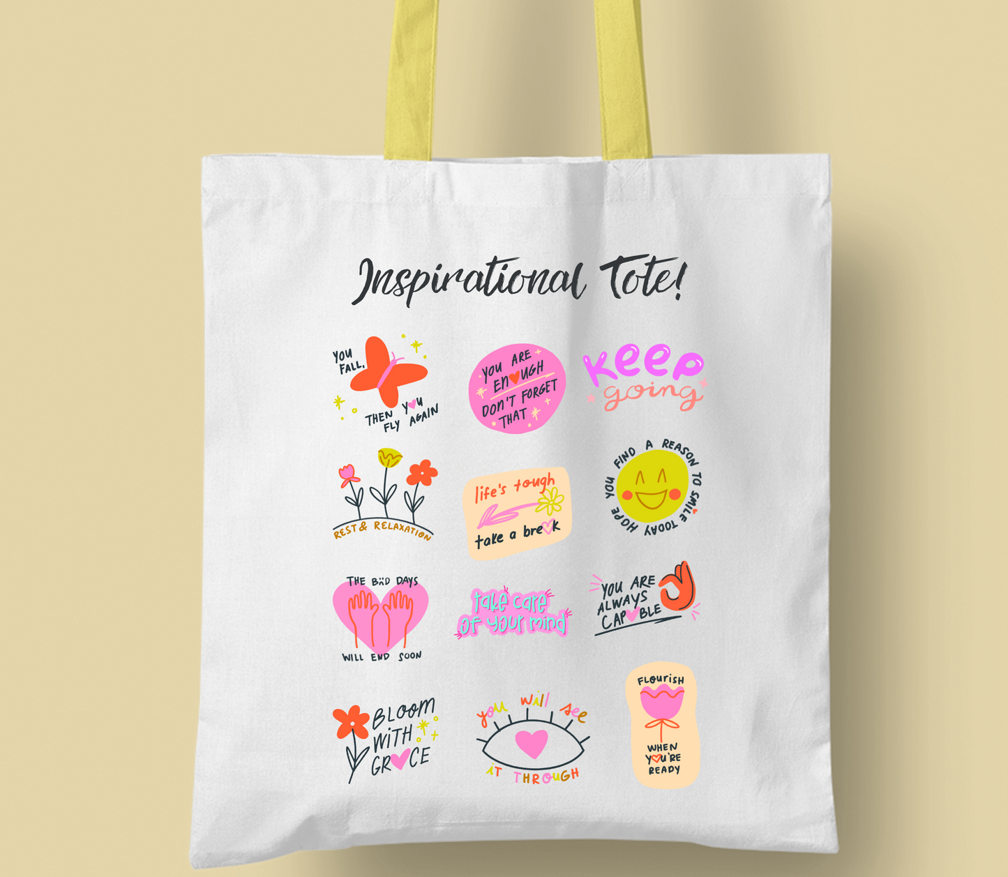 Best Seller "inspirational tote" bag, Personalised tote bag, casual tote your own tote, shopping bag, Gregory bag