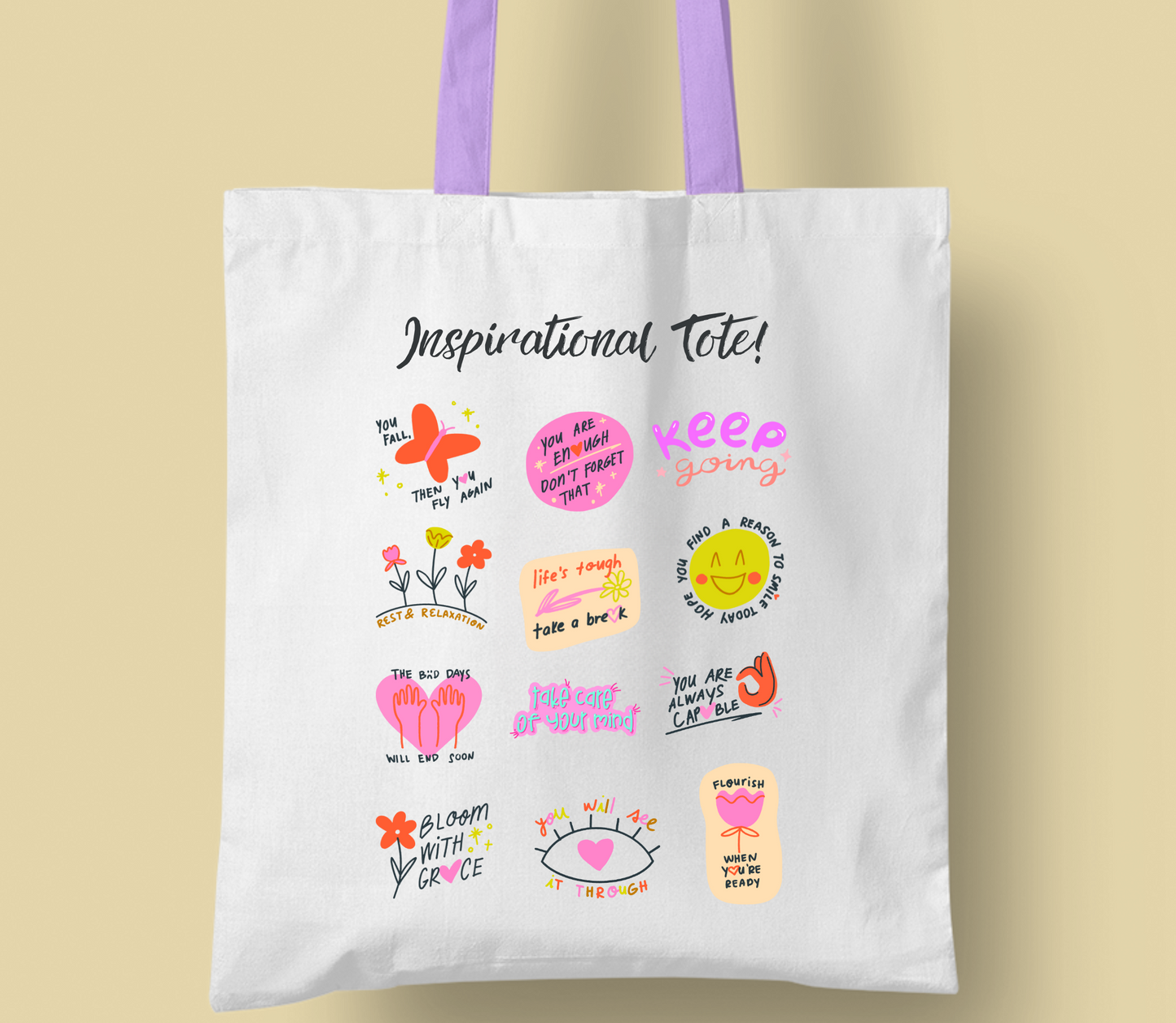 Best Seller "inspirational tote" bag, Personalised tote bag, casual tote your own tote, shopping bag, Gregory bag