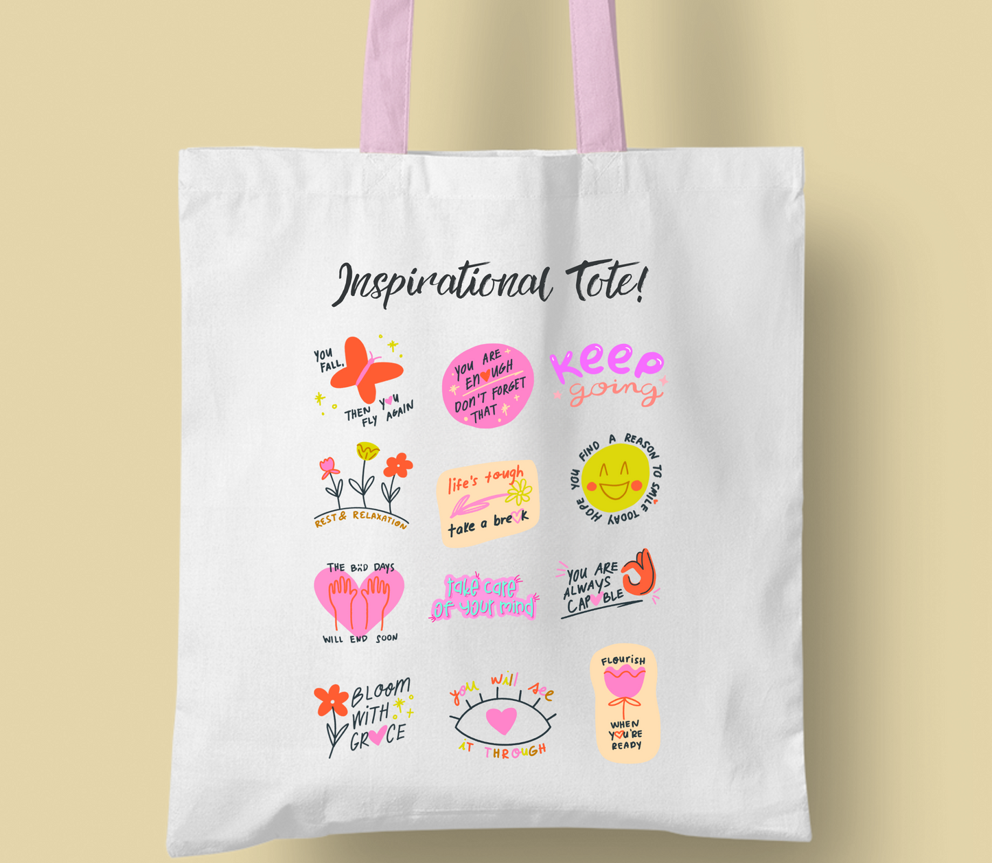 Best Seller "inspirational tote" bag, Personalised tote bag, casual tote your own tote, shopping bag, Gregory bag