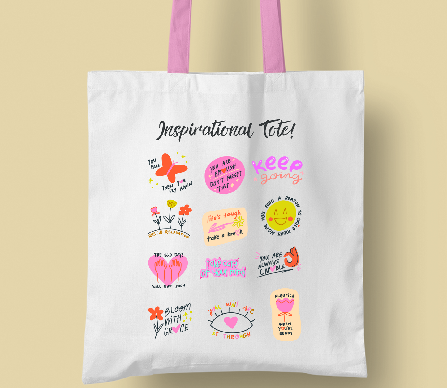 Best Seller "inspirational tote" bag, Personalised tote bag, casual tote your own tote, shopping bag, Gregory bag