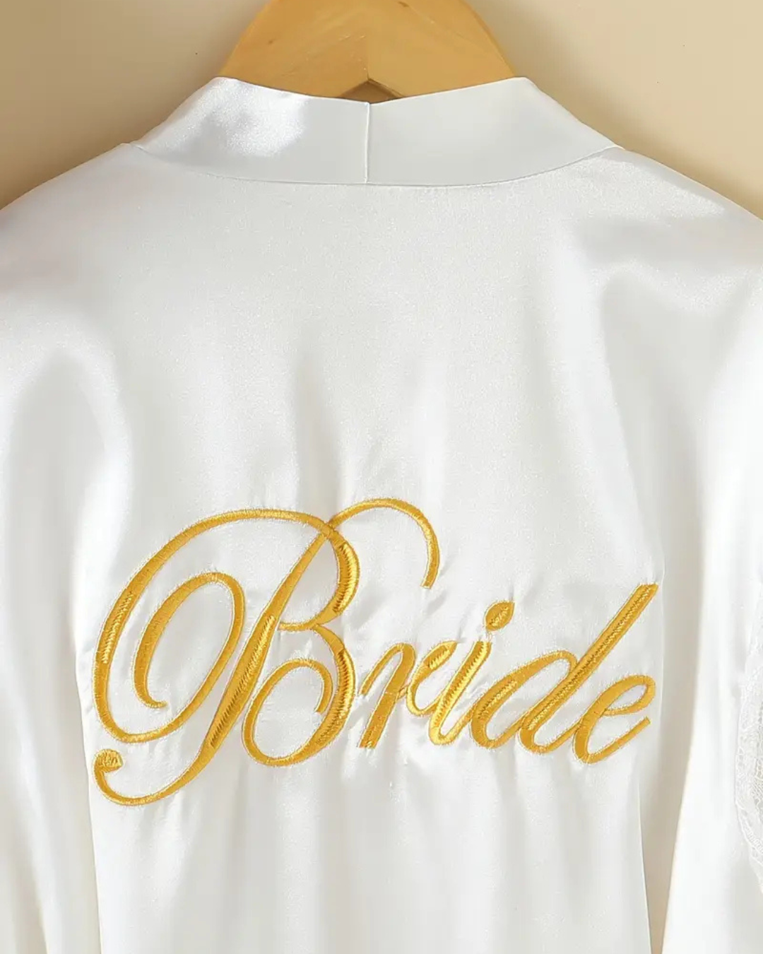 Elegant Bride robe, Embroidered Back "Bride" V-Neck Style, Bride All-Season Women's Sleepshirt