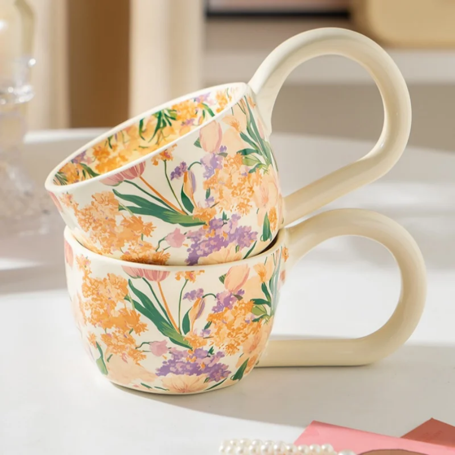 Beautiful design Hand-painted Floral coffee- tea mug