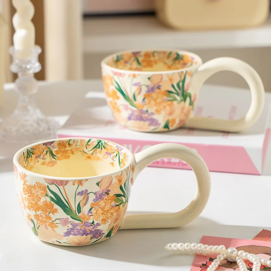 Beautiful design Hand-painted Floral coffee- tea mug