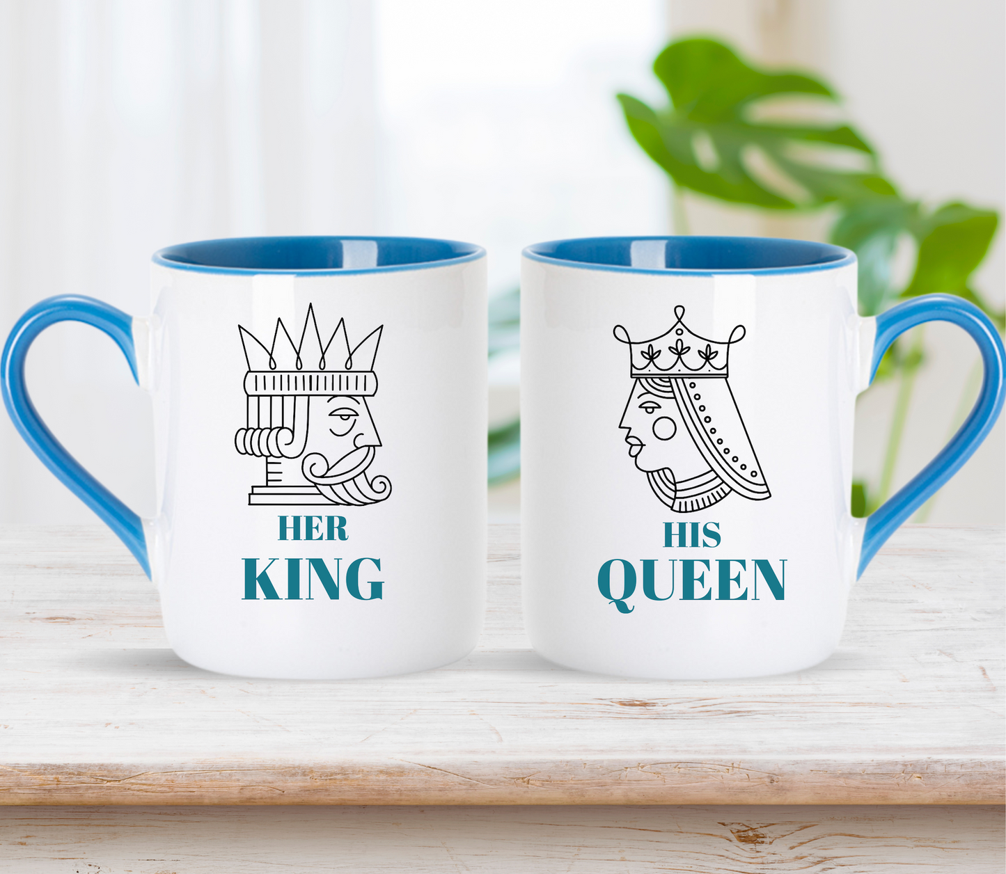 Custom King and Queen Matching Mugs: Personalized Couple Gift
