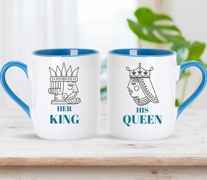 Custom King and Queen Matching Mugs: Personalized Couple Gift