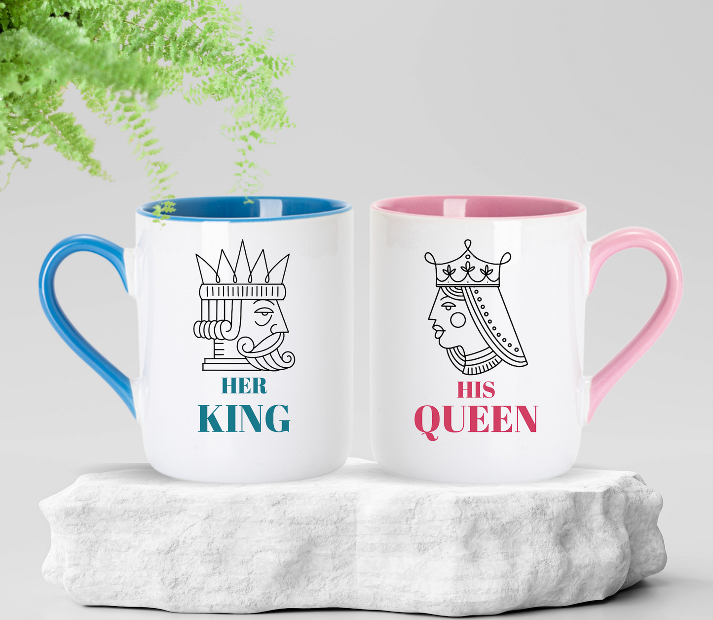 Custom King and Queen Matching Mugs: Personalized Couple Gift