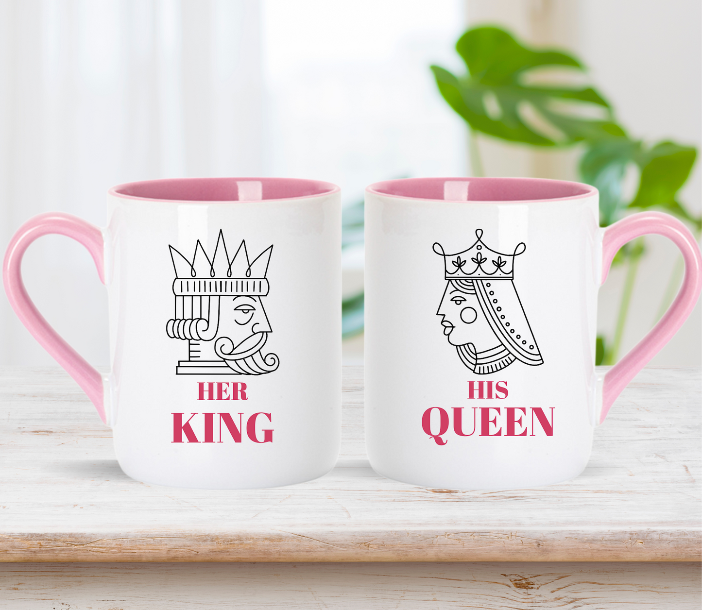 Custom King and Queen Matching Mugs: Personalized Couple Gift