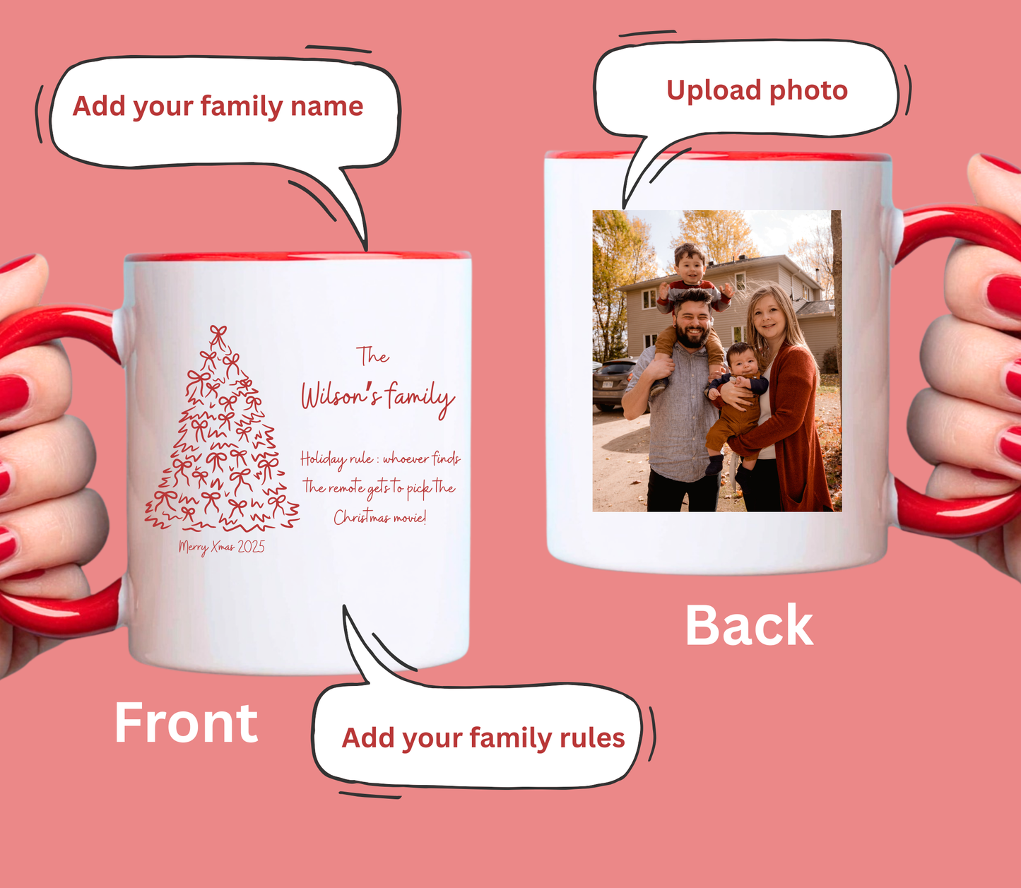 Personalised family Christmas mug