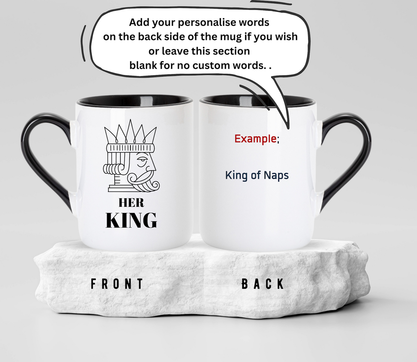 Custom King and Queen Matching Mugs: Personalized Couple Gift