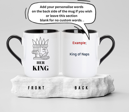 Custom King and Queen Matching Mugs: Personalized Couple Gift