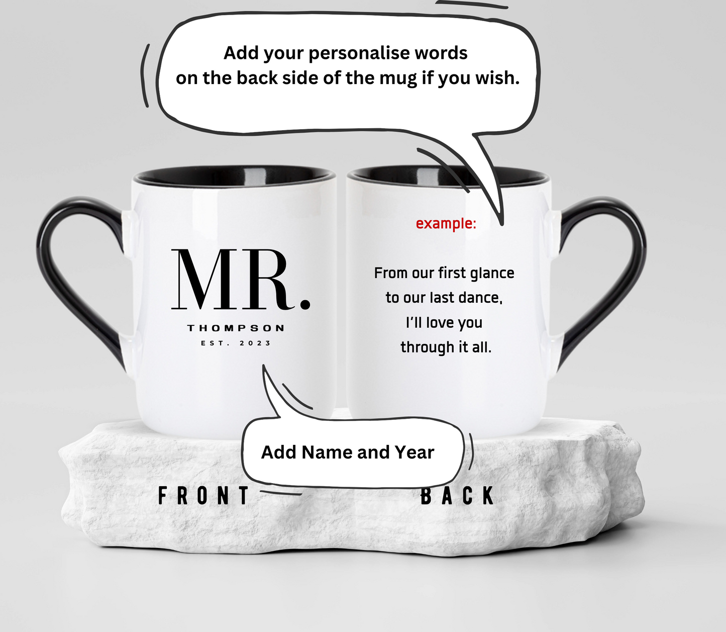 Custom Mr. and Mrs. Matching Mugs: Personalized Couple Gift, Anniversary gift, wedding gift