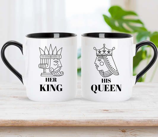 Custom King and Queen Matching Mugs: Personalized Couple Gift