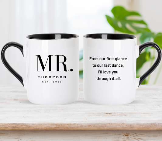 Custom Mr. and Mrs. Matching Mugs: Personalized Couple Gift, Anniversary gift, wedding gift
