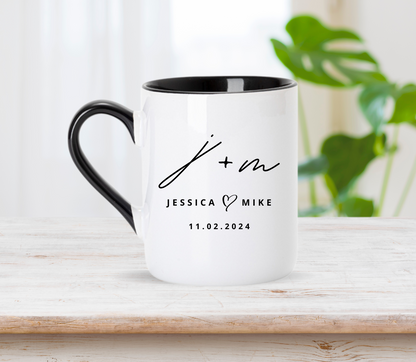 Custom Anniversary Wedding initial Mug
