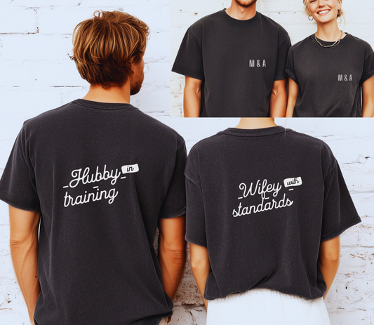 Personalised Hubby wifey Couple matching Tshirt