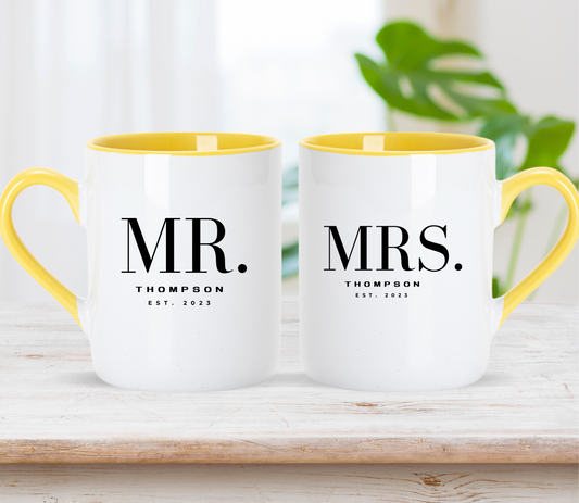 Custom Mr. and Mrs. Matching Mugs: Personalized Couple Gift, Anniversary gift, wedding gift