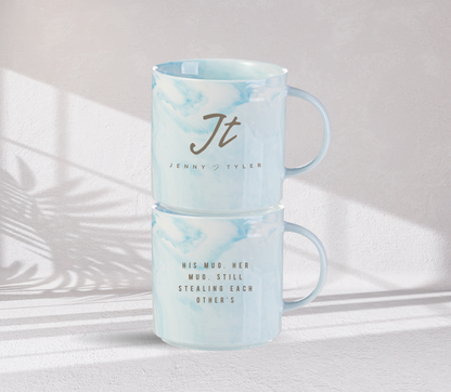 Personalised Initial couple Anniversary marble mug