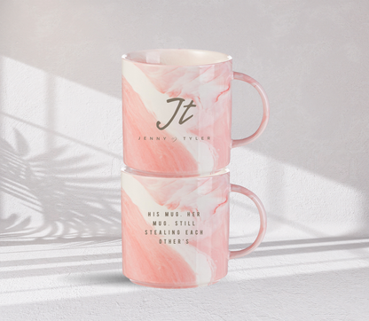 Personalised Initial couple Anniversary marble mug