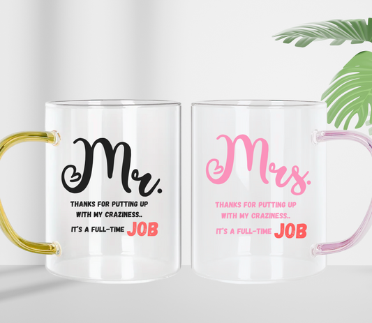 Set  Mr. and Mrs. drinking glass, Matching couple drinking glass, lovely gift for couple