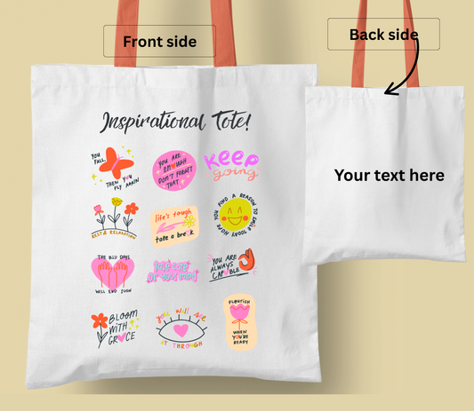 Best Seller "inspirational tote" bag, Personalised tote bag, casual tote your own tote, shopping bag, Gregory bag