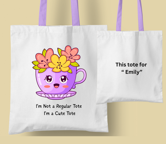 Personalised " I'm cute tote bag' collection, casual tote your own tote, shopping bag