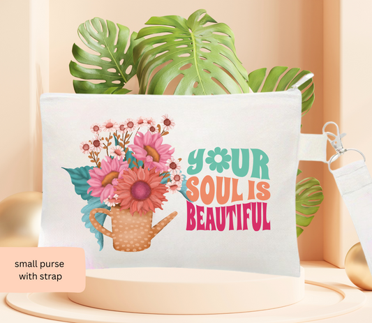 Purse with strap,Cosmetic Bags Multipurpose Makeup Bags, Toiletry Pouch, Zipper Canvas purse,Pencil Bag ,Multi-functional Travel bag