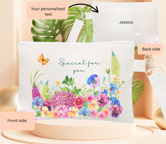 Personalised Purse with strap,Cosmetic Bags Multipurpose Makeup Bags, Toiletry Pouch, Zipper Canvas purse,Pencil Bag ,Multi-functional Travel bag