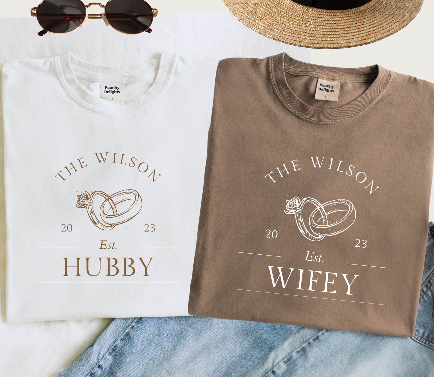 Personalised Hubby Wifey Anniversary matching Tshirt
