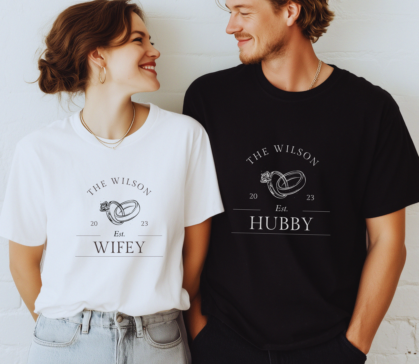 Personalised Hubby Wifey Anniversary matching Tshirt