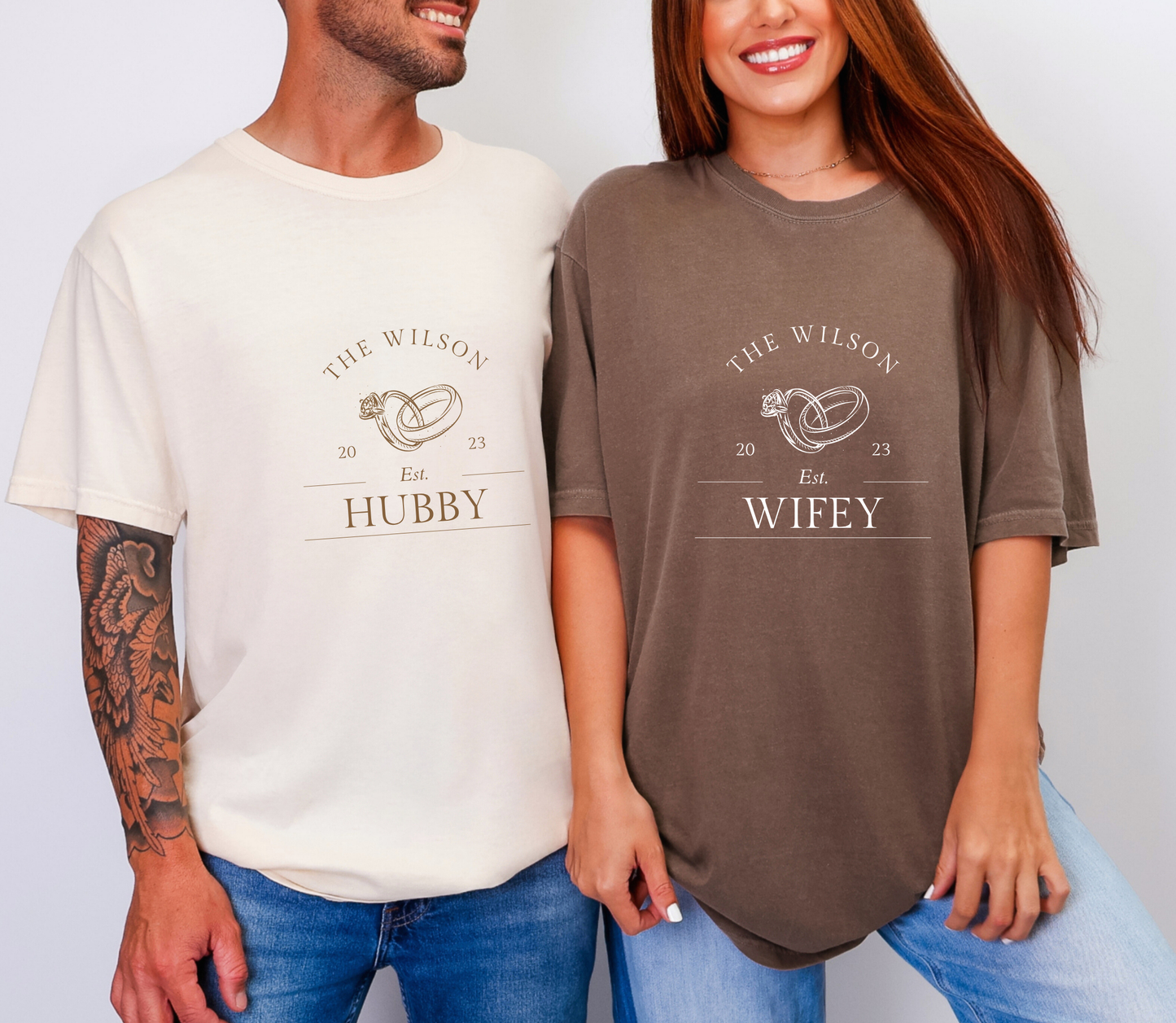 Personalised Hubby Wifey Anniversary matching Tshirt