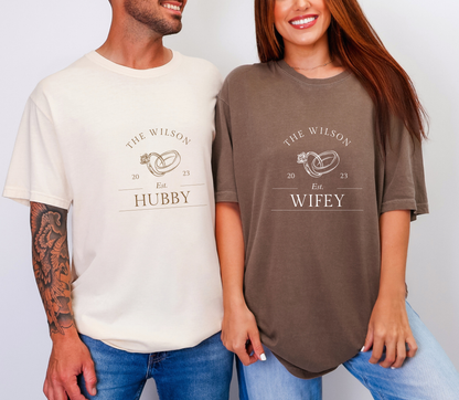Personalised Hubby Wifey Anniversary matching Tshirt