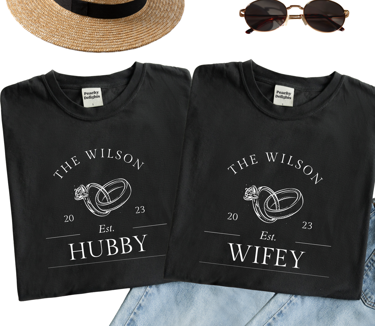 Personalised Hubby Wifey Anniversary matching Tshirt