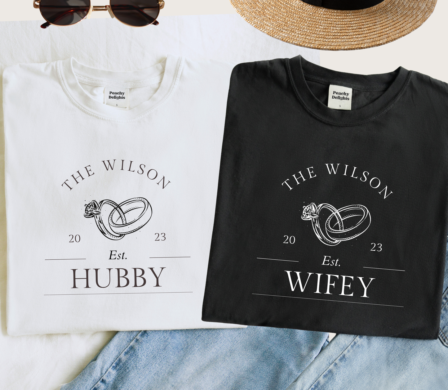 Personalised Hubby Wifey Anniversary matching Tshirt