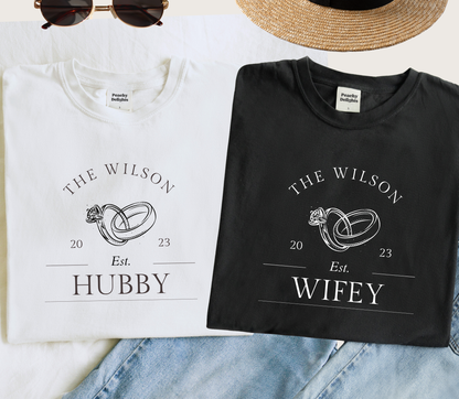 Personalised Hubby Wifey Anniversary matching Tshirt