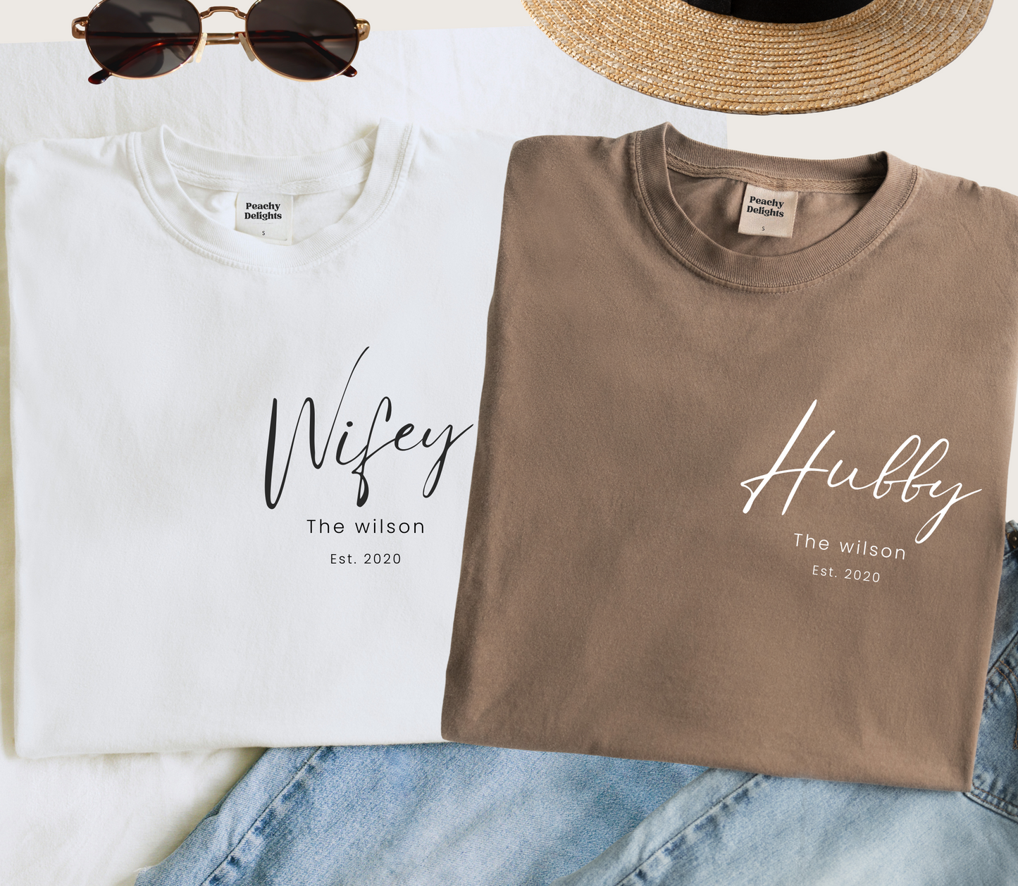 Personalised Hubby Wifey Anniversary matching Tshirt