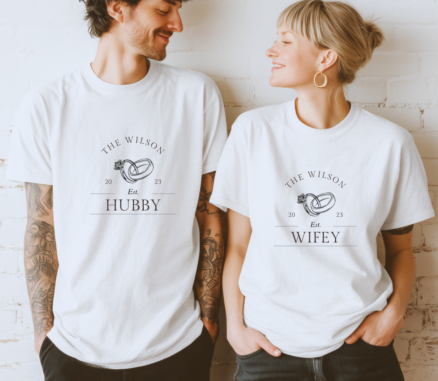 Personalised Hubby Wifey Anniversary matching Tshirt