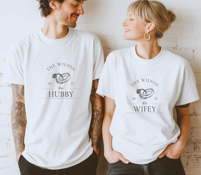 Personalised Hubby Wifey Anniversary matching Tshirt