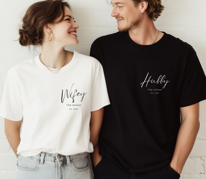Personalised Hubby Wifey Anniversary matching Tshirt