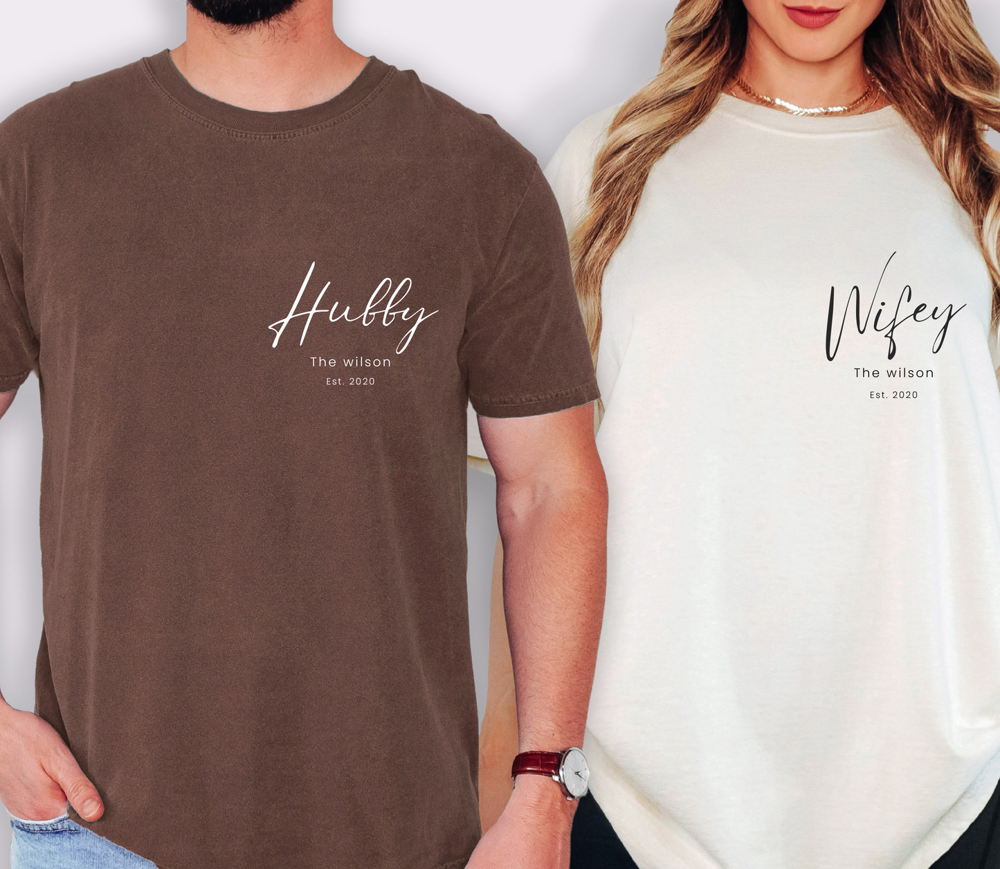 Personalised Hubby Wifey Anniversary matching Tshirt