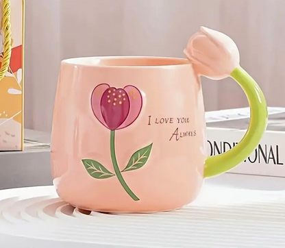 Unique tulip handle and a heartfelt Tulip Mug