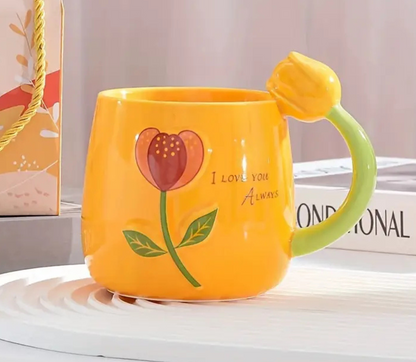 Unique tulip handle and a heartfelt Tulip Mug