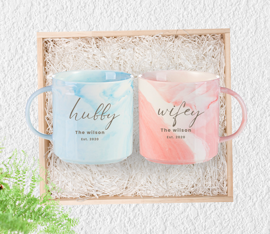Personalised Hubby Wifey Wedding - Anniversary mug