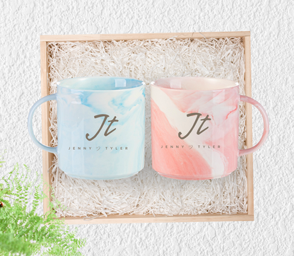 Personalised Initial couple Anniversary marble mug